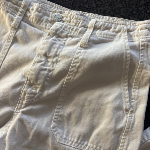 Zara CRISP! White Cotton High Waist Cargo Pants 0 - Picture 5 of 7